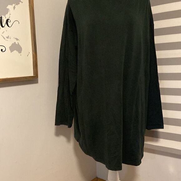 Eileen Fisher Black Long Sleeve Funnel Neck Tunic Blouse Size Medium - Picture 3 of 7